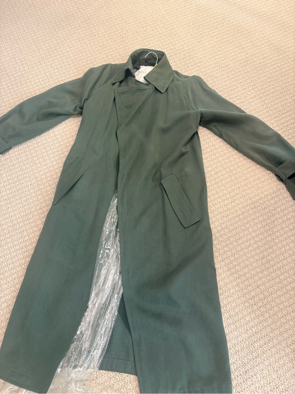 Aritzia Babaton Green Long Trench Coat